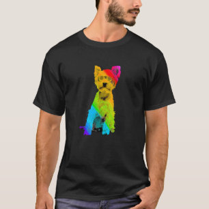 Rainbow Colour Yorkshire Terrier with Sunglasses C T-Shirt