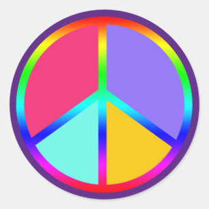 Rainbow Colour You Customise Peace Sign  Classic Round Sticker