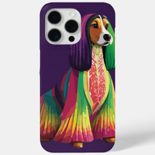 Rainbow Coloured Afghan Hound iPhone 15 Pro Max Case