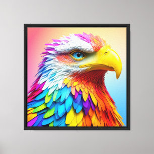 Rainbow Coloured Bald Eagle-65456 Canvas Print