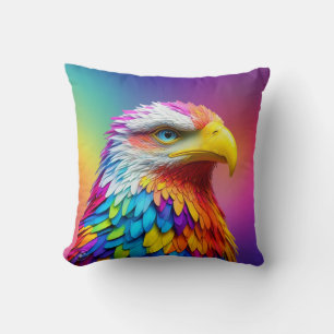 Rainbow Coloured Bald Eagle-65456 Cushion