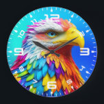Rainbow Coloured Bald Eagle-65456 Large Clock<br><div class="desc">Rainbow Coloured Bald Eagle-65456</div>