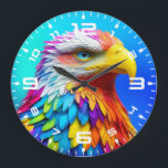 Rainbow Coloured Bald Eagle-65456 Large Clock<br><div class="desc">Rainbow Coloured Bald Eagle-65456</div>