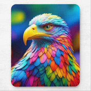 Rainbow Coloured Bald Eagle-65456 Mouse Pad