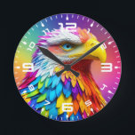 Rainbow Coloured Bald Eagle-65456 Round Clock<br><div class="desc">Rainbow Coloured Bald Eagle-65456</div>