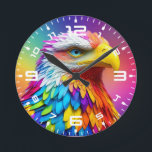 Rainbow Coloured Bald Eagle-65456 Round Clock<br><div class="desc">Rainbow Coloured Bald Eagle-65456</div>