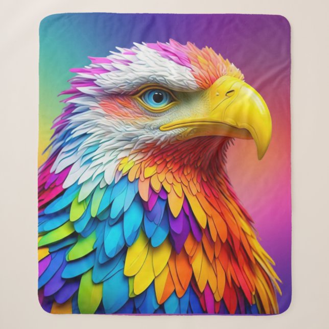 Rainbow Coloured Bald Eagle-65456 Sherpa Blanket (Front)
