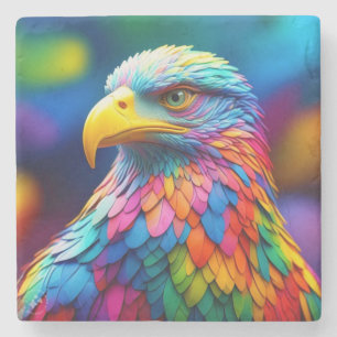 Rainbow Coloured Bald Eagle-65456 Stone Coaster
