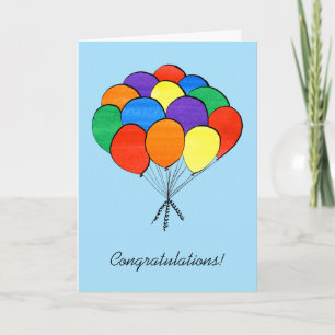 Rainbow Coloured Balloons—Congratulations Card