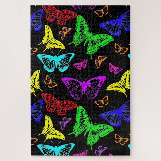 Rainbow Coloured Butterflies Flying Jigsaw Puzzle (Vertical)