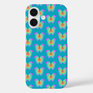 Rainbow Coloured Butterflies Pattern iPhone 16 Case