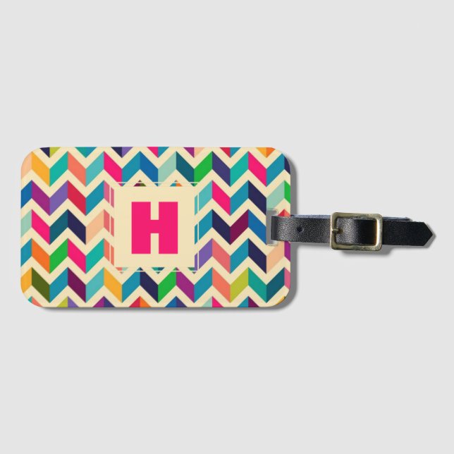 Rainbow-coloured Chevron | Luggage Tag (Front Horizontal)