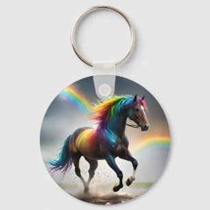Rainbow Coloured Fantasy Horse, Key Ring