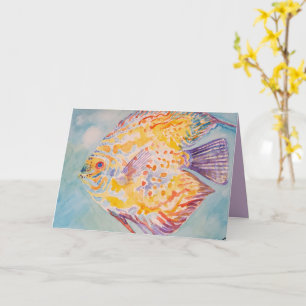 Rainbow Coloured Fish Watercolour Birthday Card