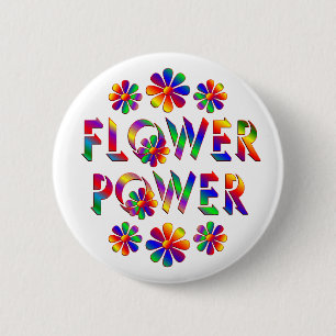 Rainbow Coloured Flower Power 6 Cm Round Badge