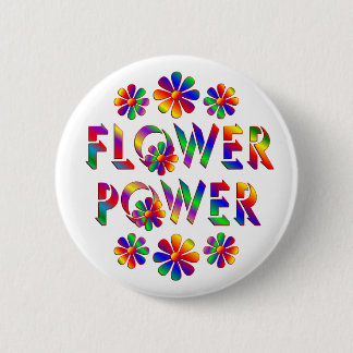 Rainbow Coloured Flower Power 6 Cm Round Badge
