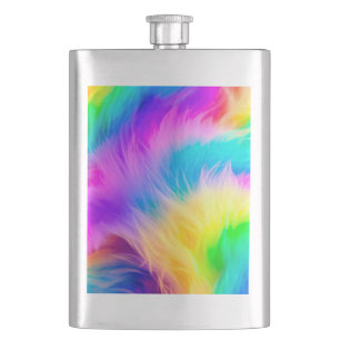 Rainbow Coloured Fur Design-75293 Hip Flask