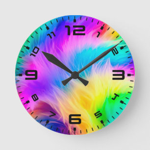 Rainbow Coloured Fur Design-75293 Round Clock