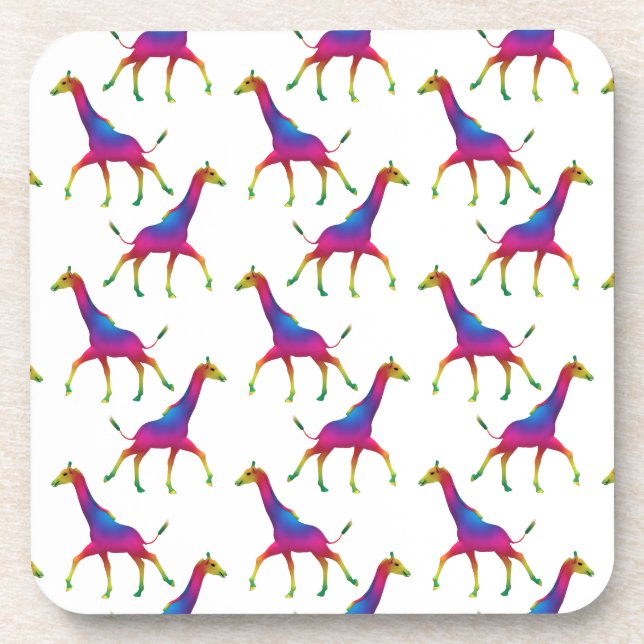Rainbow Coloured Giraffe Coaster (Front)