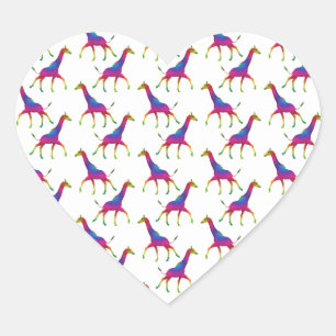 Rainbow Coloured Giraffe Heart Sticker