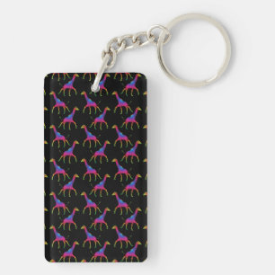Rainbow Coloured Giraffe Key Ring