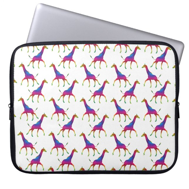 Rainbow Coloured Giraffe Laptop Sleeve (Front)