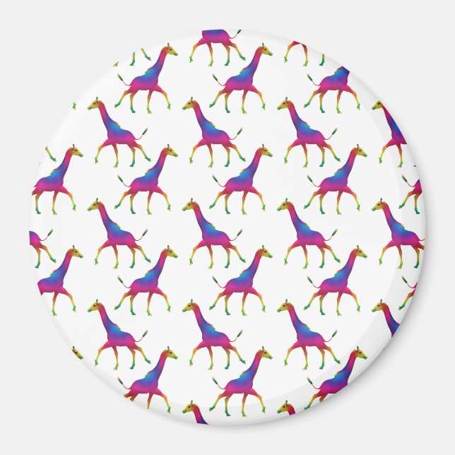 Rainbow Coloured Giraffe Magnet (Front)