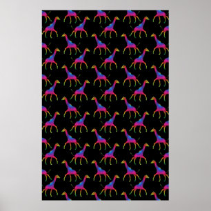 Rainbow Coloured Giraffe Poster