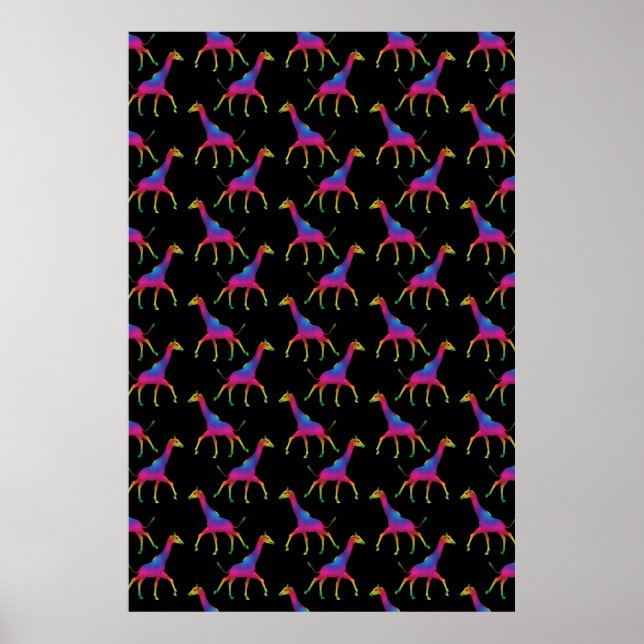 Rainbow Coloured Giraffe Poster (Front)