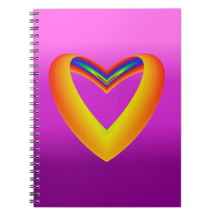 Rainbow Coloured Heart w/Purple Gradient Notebook