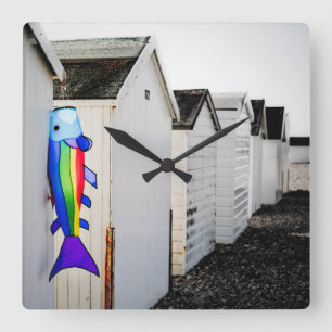 Rainbow Coloured Kite Square Wall Clock