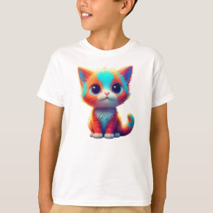 Rainbow Coloured Kitten Cartoon T-Shirt