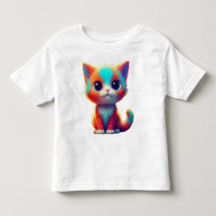 Rainbow Coloured Kitten Cartoon  T-Shirt