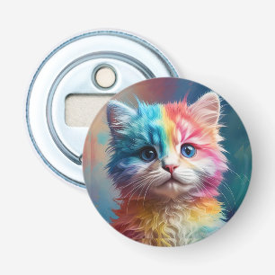 Rainbow Coloured Kitten Potrait Bottle Opener