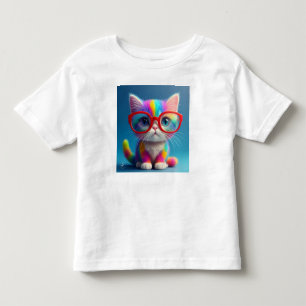 Rainbow Coloured Kitten Wearing Glasses-46568 Toddler T-Shirt