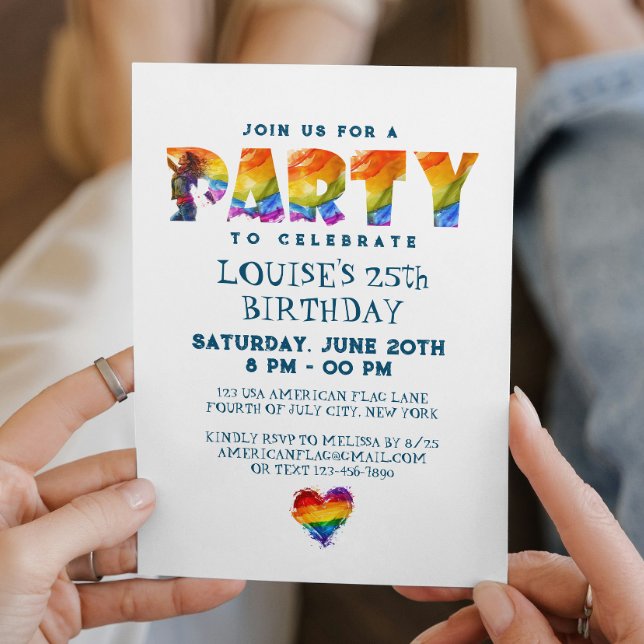 Rainbow Coloured Letters Birthday Party Invitation (Creator Uploaded)