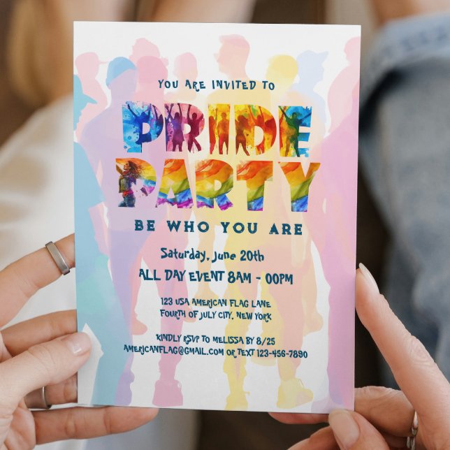 Rainbow Coloured Letters Pride Party Invitation (Creator Uploaded)