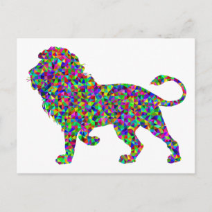 Rainbow Coloured Lion Prismatic Art Postcard