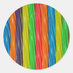 Rainbow coloured liquorice candy classic round sticker