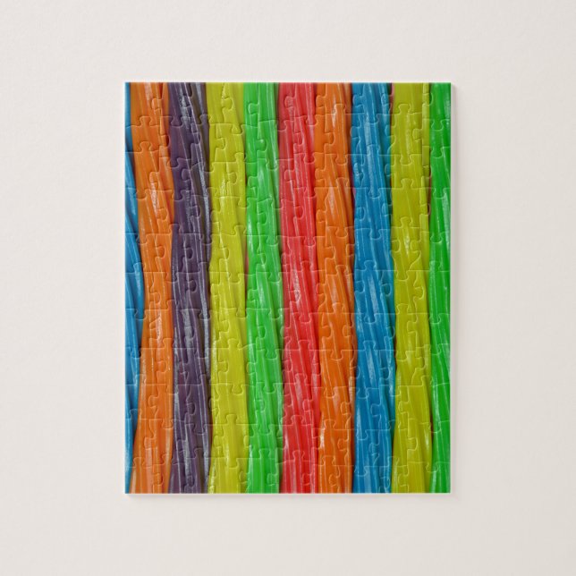 Rainbow coloured liquorice candy jigsaw puzzle (Vertical)