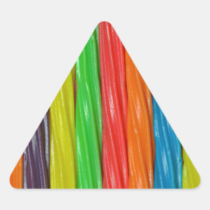 Rainbow coloured liquorice candy triangle sticker