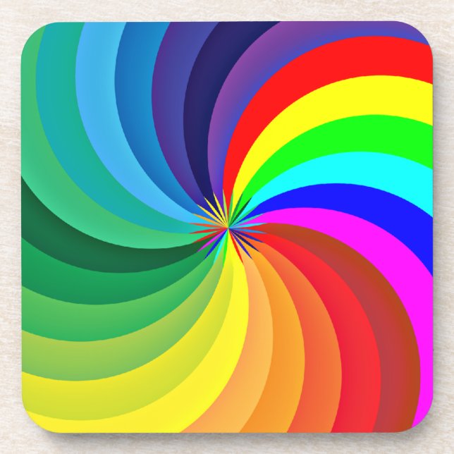 Rainbow Coloured Mandala-46556 Coaster (Front)
