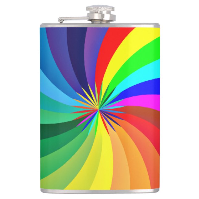 Rainbow Coloured Mandala-46556 Hip Flask (Front)