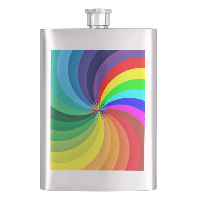 Rainbow Coloured Mandala-46556 Hip Flask (Front)