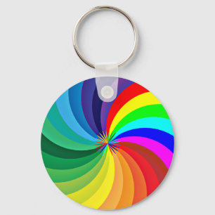 Rainbow Coloured Mandala-46556 Key Ring
