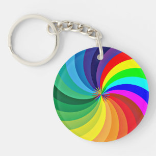 Rainbow Coloured Mandala-46556 Key Ring