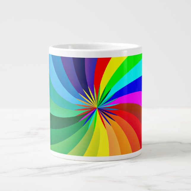 Rainbow Coloured Mandala-46556 Large Coffee Mug (Front)