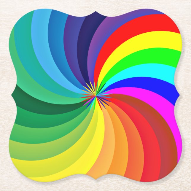 Rainbow Coloured Mandala-46556 Paper Coaster (Front)