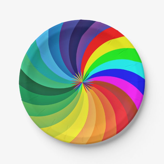 Rainbow Coloured Mandala-46556 Paper Plate (Front)
