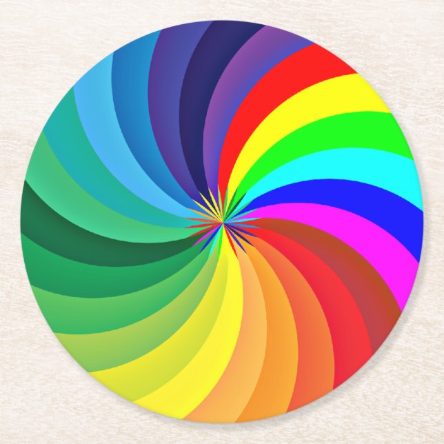 Rainbow Coloured Mandala-46556 Round Paper Coaster (Front)